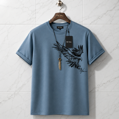 Mens Cotton Sticker Printed T-Shirt TTMPS34 - Light Blue