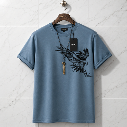Mens Cotton Sticker Printed T-Shirt TTMPS34 - Light Blue