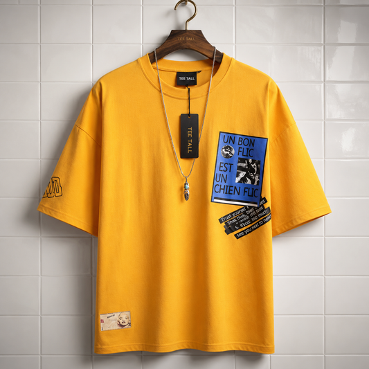 Mens Premium Cotton Printed T-Shirt - MPRIN76 - Yellow