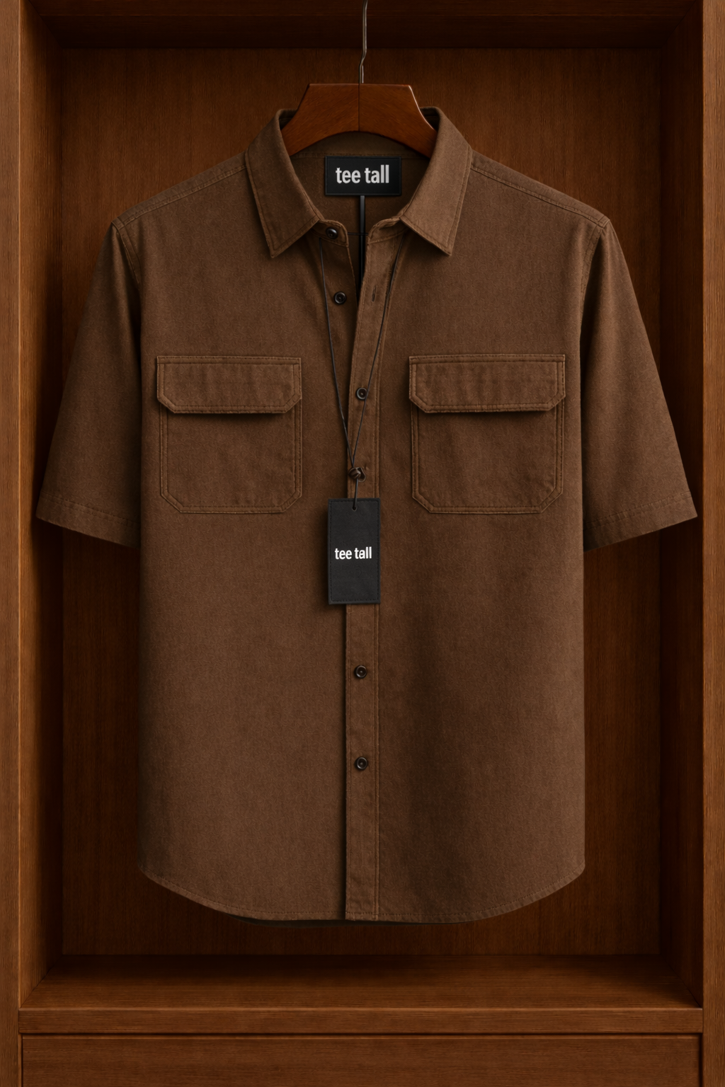 Mens Button Up Cotton Half Sleeve Shirt TTMBUS311 - Brown