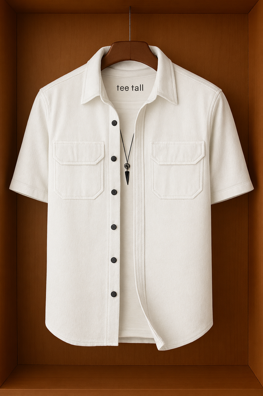 Mens Button Up Cotton Half Sleeve Shirt TTMBUS172 - White