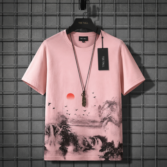 Mens Premium Cotton Printed T-Shirt - GRMPR67 - Pink