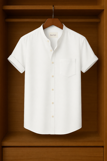 Mens Button Up Half Sleeve Shirt TTMBUS312 - White