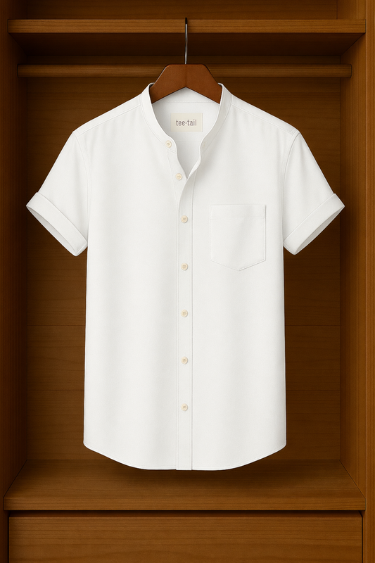 Mens Button Up Half Sleeve Shirt TTMBUS312 - White