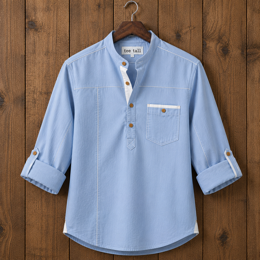 Mens Short Cotton Full Sleeve Shirt TTMSK153 - Light Blue