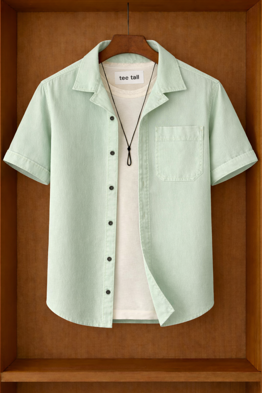 Mens Button Up Half Sleeve Shirt TTMBUS317 - Mint Green