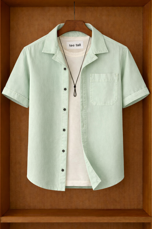 Mens Button Up Half Sleeve Shirt TTMBUS317 - Mint Green