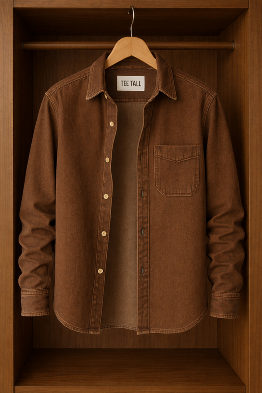 Mens Button Up Cotton Full Sleeve Shirt TTMBUS139 - Brown