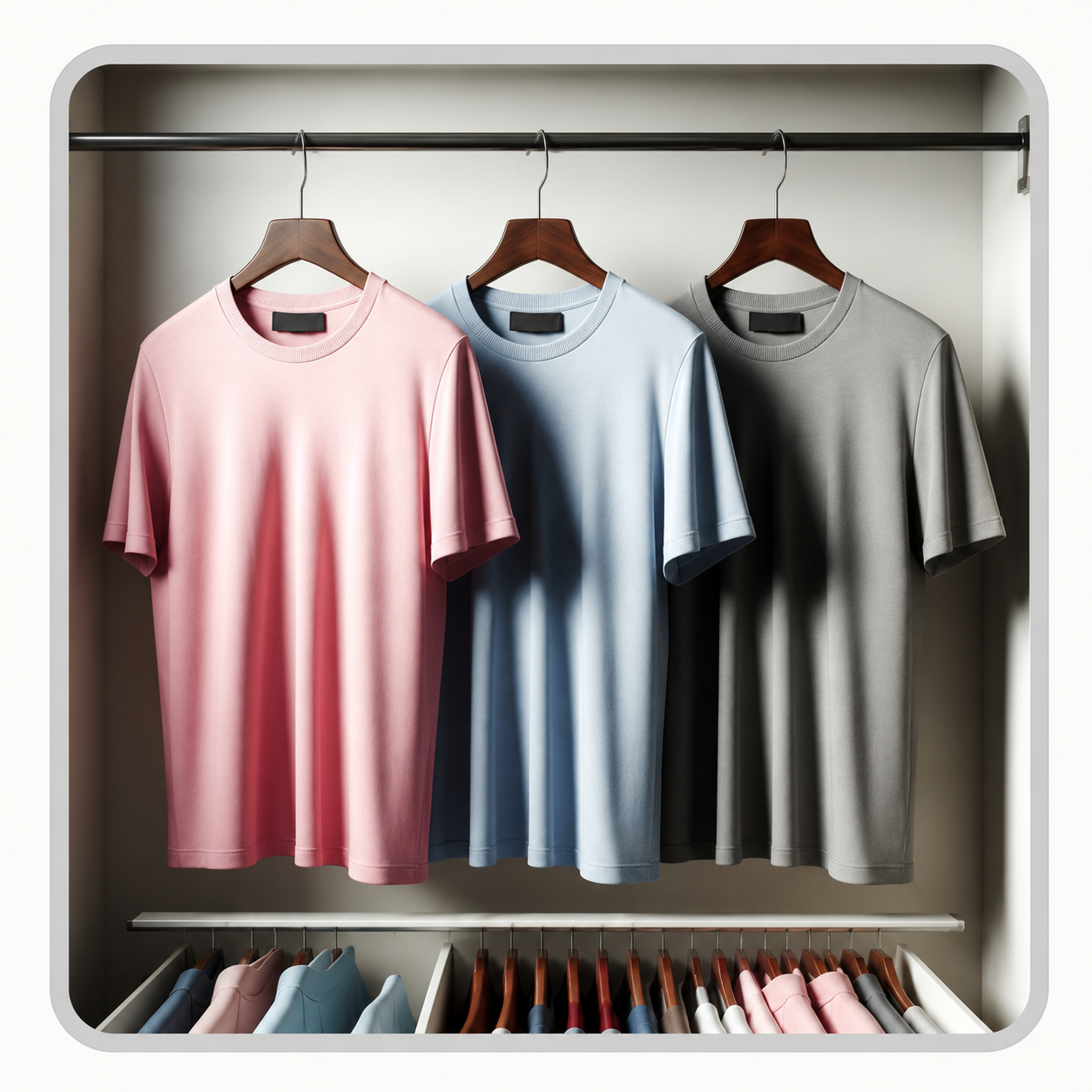 Pack of 3 Mens Plain LBlue Pink Grey T-Shirts FAMTSB10