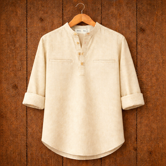 Mens Short Cotton Full Sleeve Kurta TTMSK31 - Cream