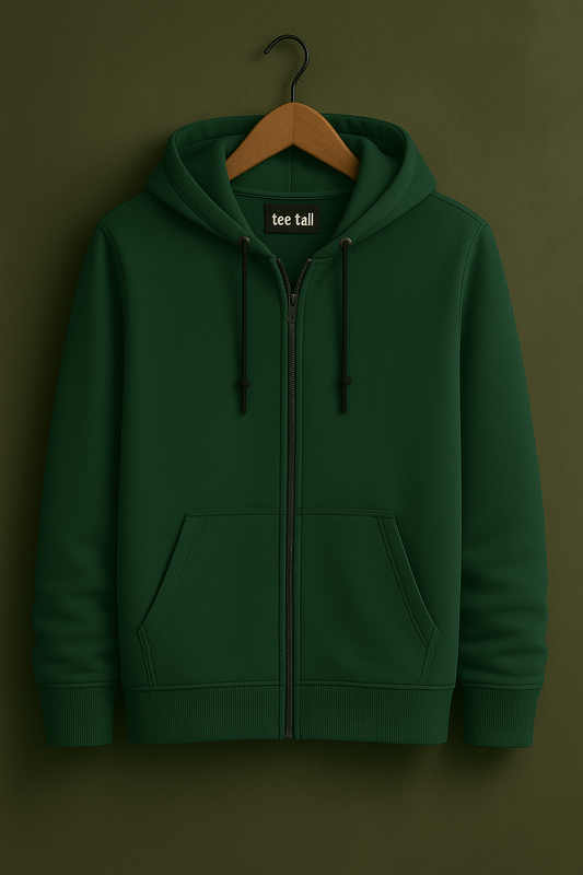 Tee Tall Mens Plain Zip Hooded Jacket TTZOJA - Green