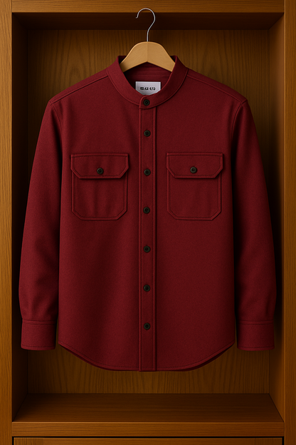 Mens Button Up Cotton Full Sleeve Shirt TTMBUS102 - Maroon
