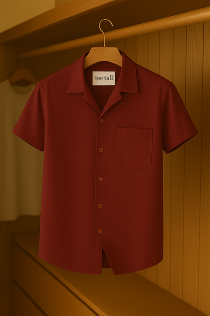 Mens Button Up Half Sleeve Shirt TTMBUS8 - Maroon