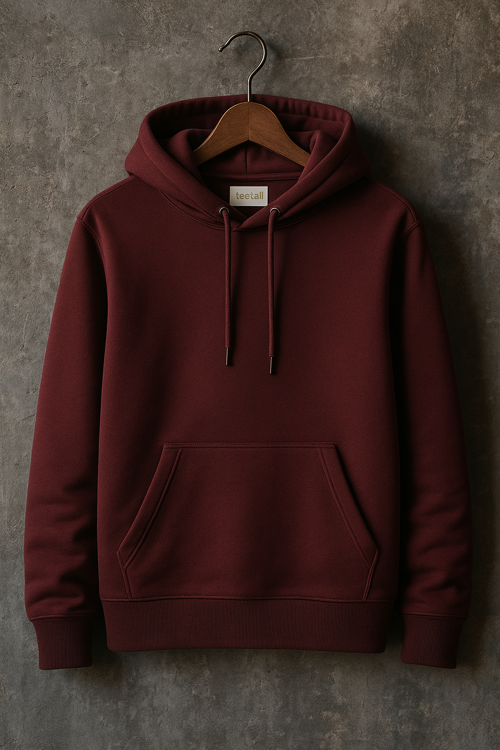 Tee Tall Mens Plain Pullover Kangaroo Hoodie - TTKPKHA - Maroon