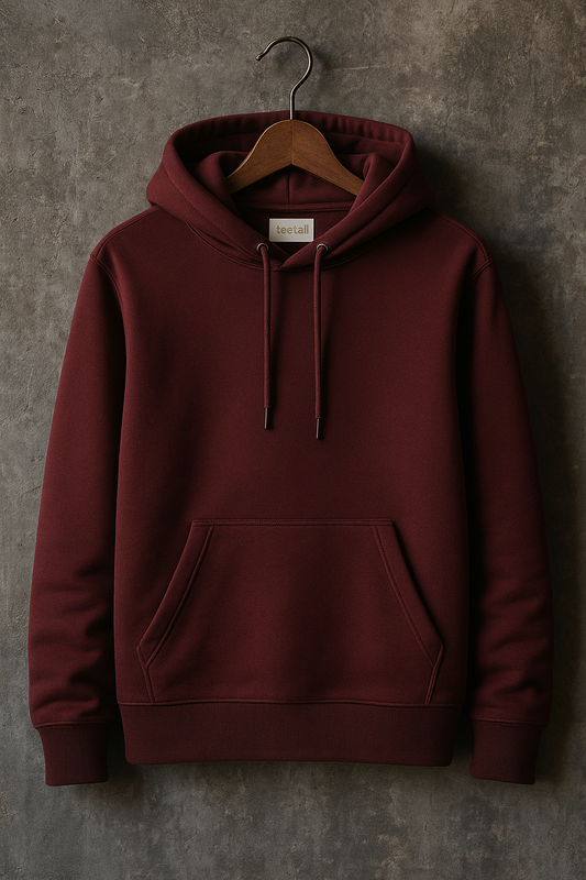 Tee Tall Mens Plain Pullover Kangaroo Hoodie - TTKPKHA - Maroon
