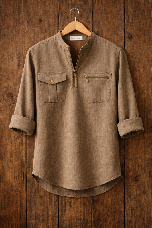 Mens Short Cotton Full Sleeve Kurta TTMSK21 - CB