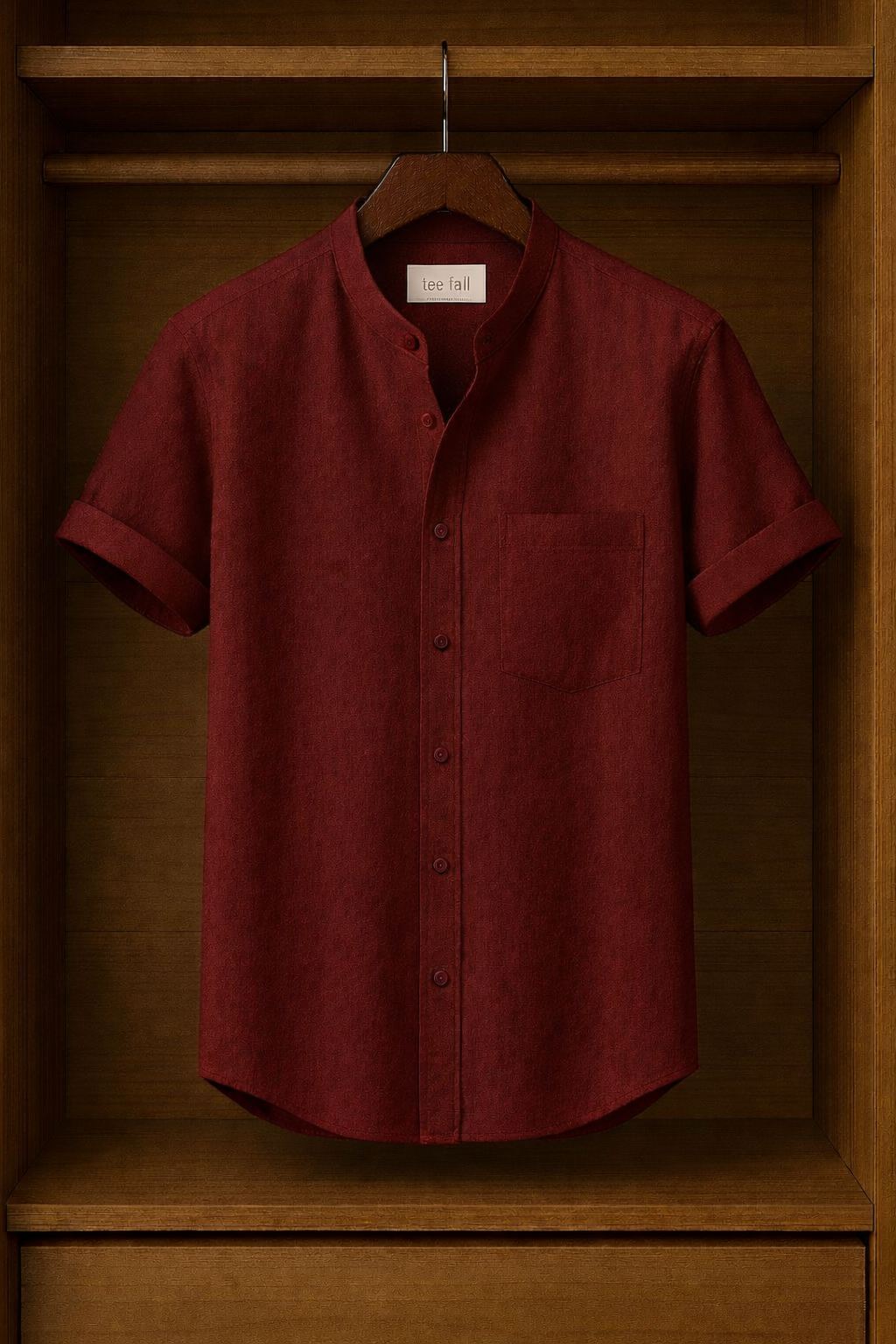 Mens Button Up Cotton Half Sleeve Shirt TTMBUS247 - Maroon
