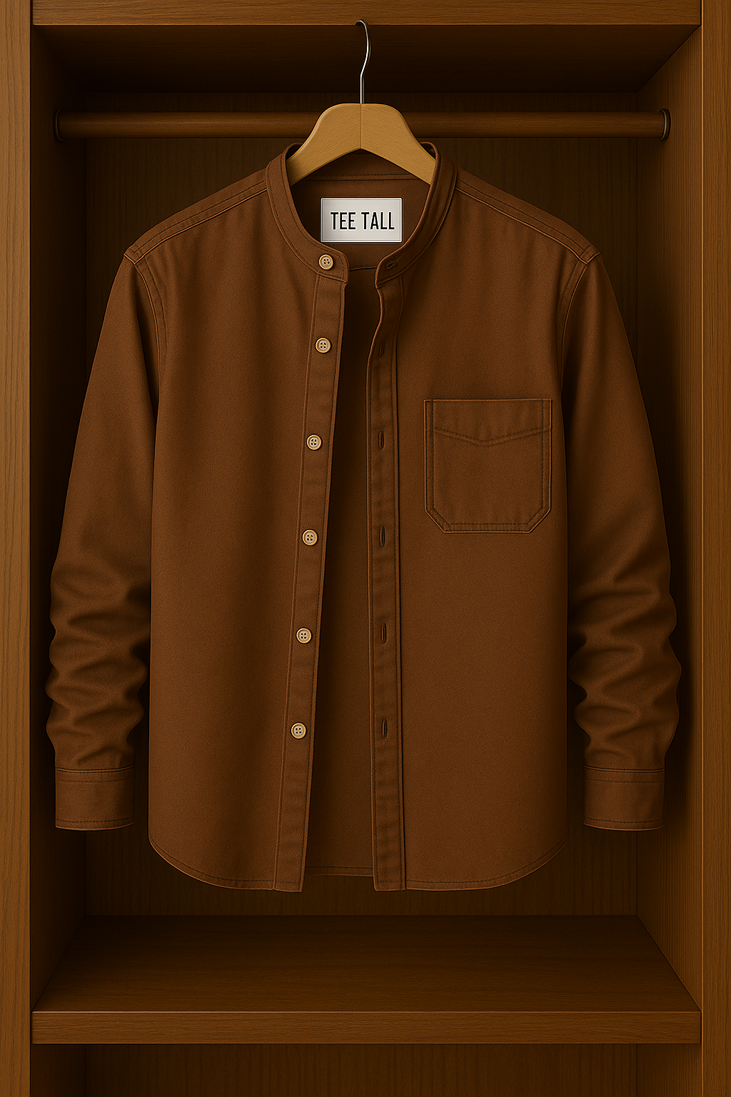 Mens Button Up Cotton Full Sleeve Shirt TTMBUS70 - Brown
