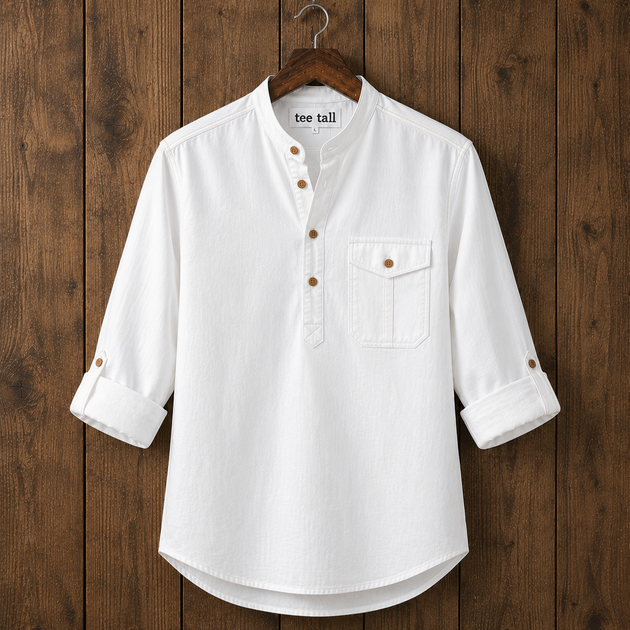 Mens Short Cotton Full Sleeve Kurta TTMSK146 - White
