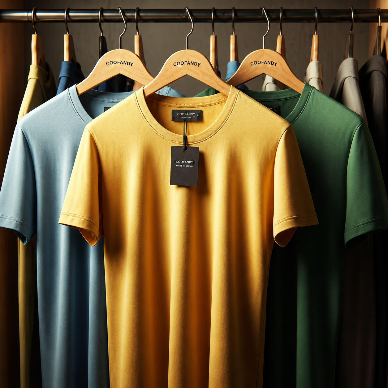 Pack of 3 Mens Plain LBlue Yellow Green T-Shirts FAMTSB5
