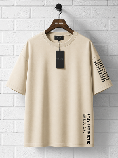 Mens Cotton Sticker Printed T-Shirt TTMPS129 - Cream