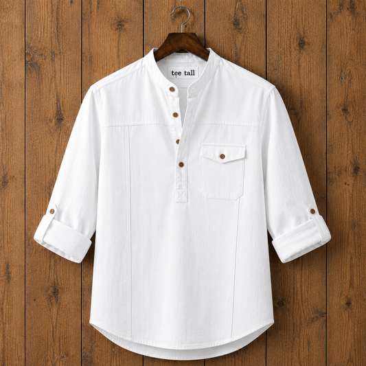 Mens Short Cotton Full Sleeve Shirt TTMSK151 - White