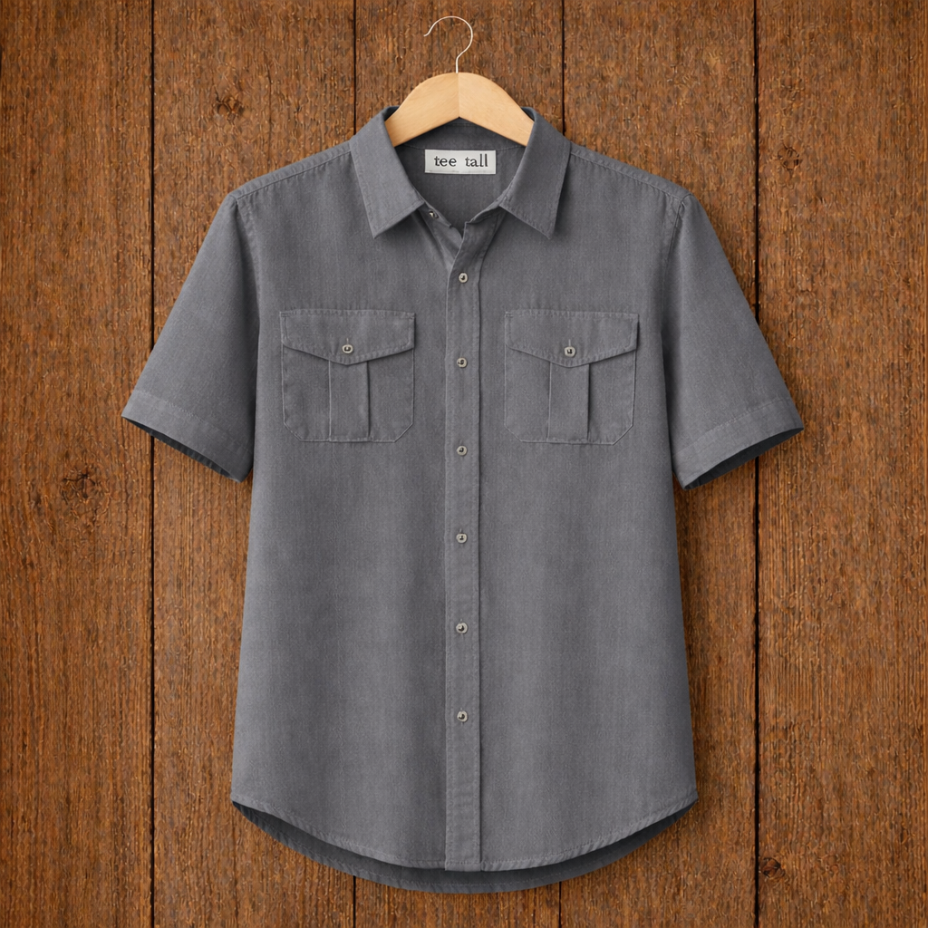 Mens Button Up Cotton Half Sleeve Shirt TTMBUS213 - Grey