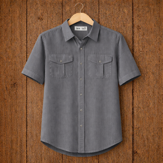 Mens Button Up Cotton Half Sleeve Shirt TTMBUS213 - Grey