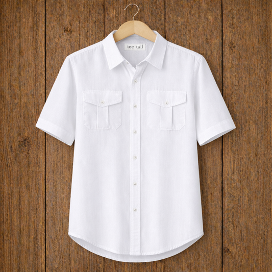 Mens Button Up Cotton Half Sleeve Shirt TTMBUS205 - White