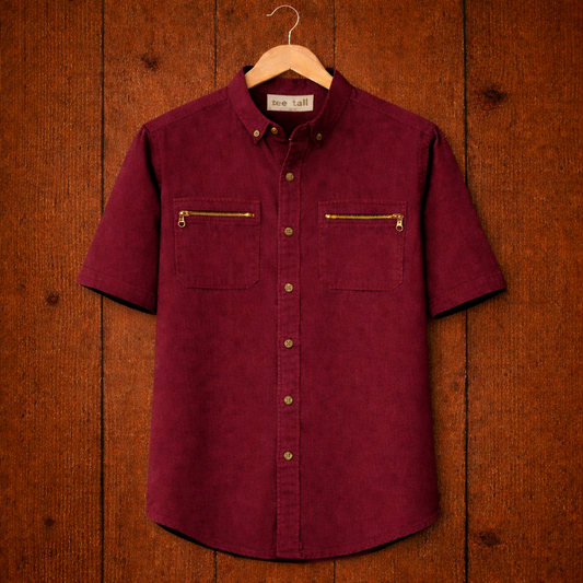Mens Button Up Cotton Half Sleeve Shirt TTMBUS218 - Maroon
