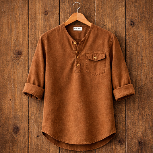 Mens Short Cotton Full Sleeve Kurta TTMSK37 - Brown
