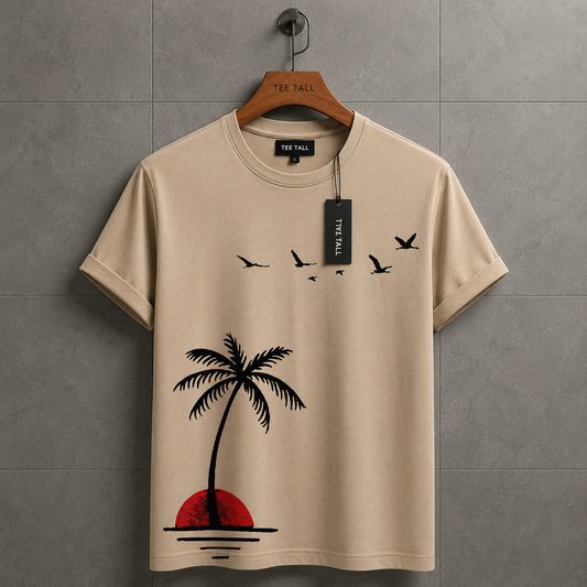Mens Premium Cotton Printed T-Shirt - GRMPR35 - Cream