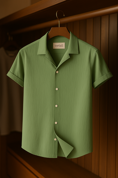 Mens Button Up Half Sleeve Shirt TTMBUS3 - Mint Green