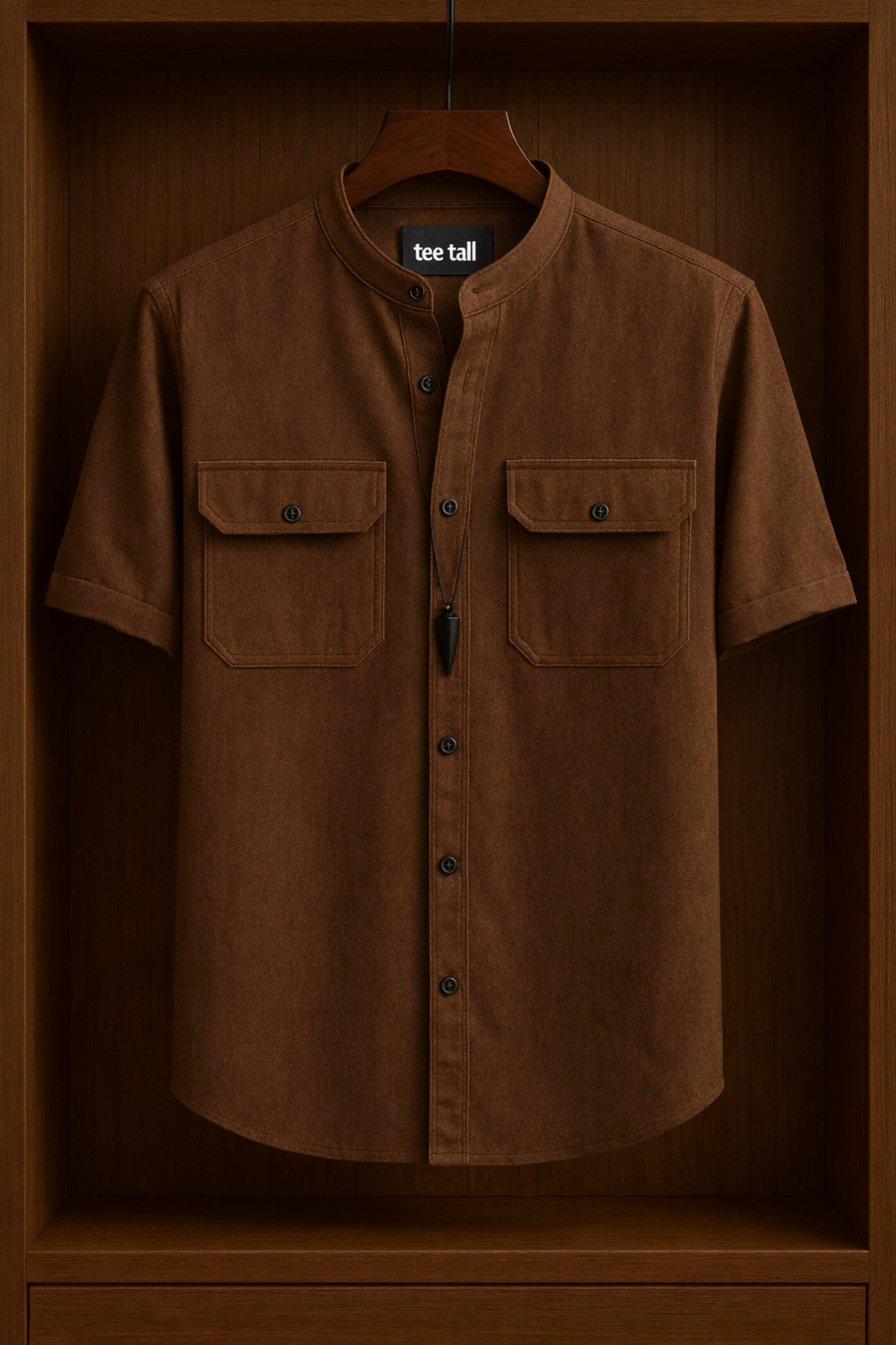 Mens Button Up Cotton Half Sleeve Shirt TTMBUS179 - Brown