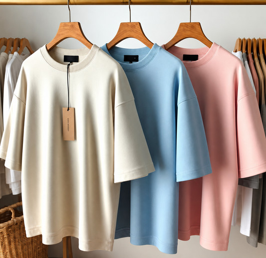 Pack of 3 Mens Plain Drop Shoulder Oversized White Light Blue Pink T-Shirts FAMTSB19
