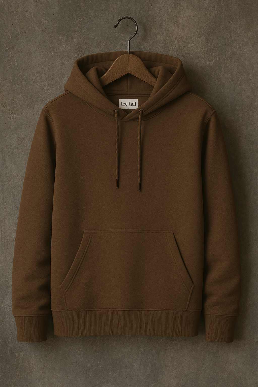 Tee Tall Mens Plain Pullover Kangaroo Hoodie - TTKPKHA - Brown