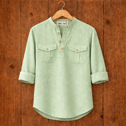 Mens Short Cotton Full Sleeve Kurta TTMSK14 - Mint Green