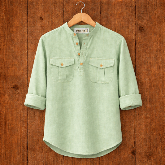 Mens Short Cotton Full Sleeve Kurta TTMSK14 - Mint Green