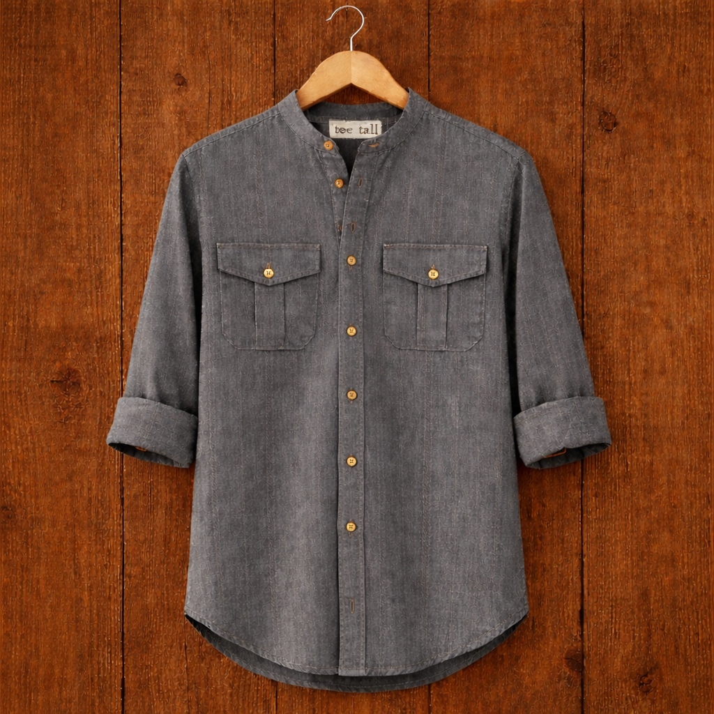 Mens Button Up Cotton Full Sleeve Shirt TTMBUS209 - Grey