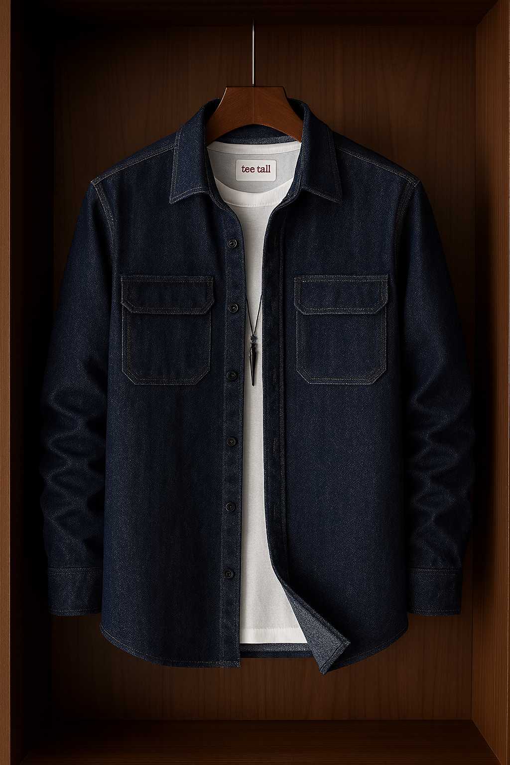 Mens Button Up Cotton Chambray Denim Full Sleeve Shirt TTMBUS73 - Blue