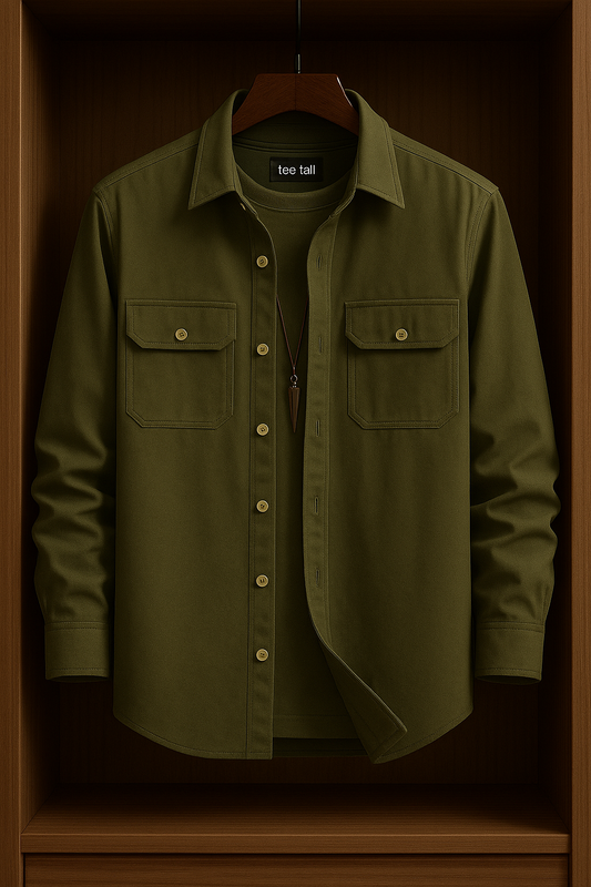 Mens Button Up Cotton Full Sleeve Shirt TTMBUS109 - Green