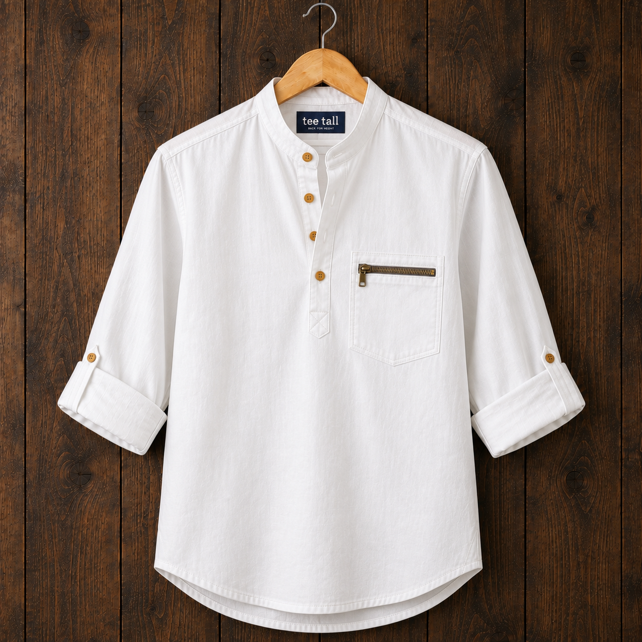 Mens Short Cotton Full Sleeve Shirt TTMSK176 - White