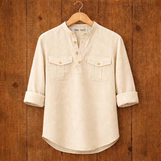 Mens Short Cotton Full Sleeve Kurta TTMSK16 - Cream