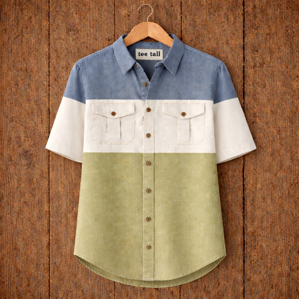 Mens Button Up Cotton Half Sleeve Shirt TTMBUS243 - Multi