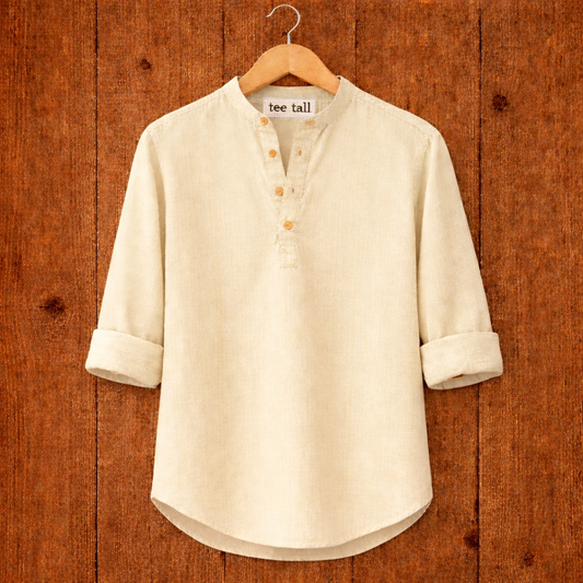 Mens Short Cotton Full Sleeve Kurta TTMSK28 - Cream