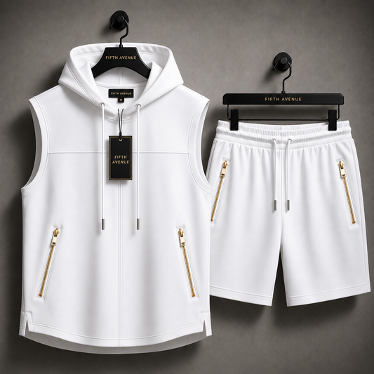 Mens Sleeveless Hooded T-Shirt and Shorts Set - FAMTSS5