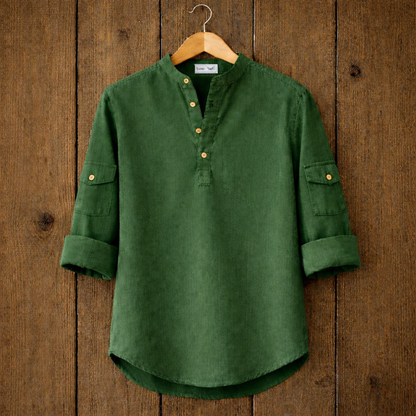 Mens Short Cotton Full Sleeve Kurta TTMSK17 - Green