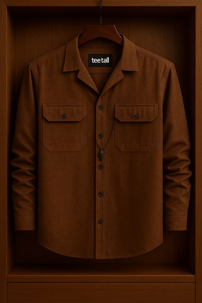 Mens Button Up Cotton Full Sleeve Shirt TTMBUS130 - Brown