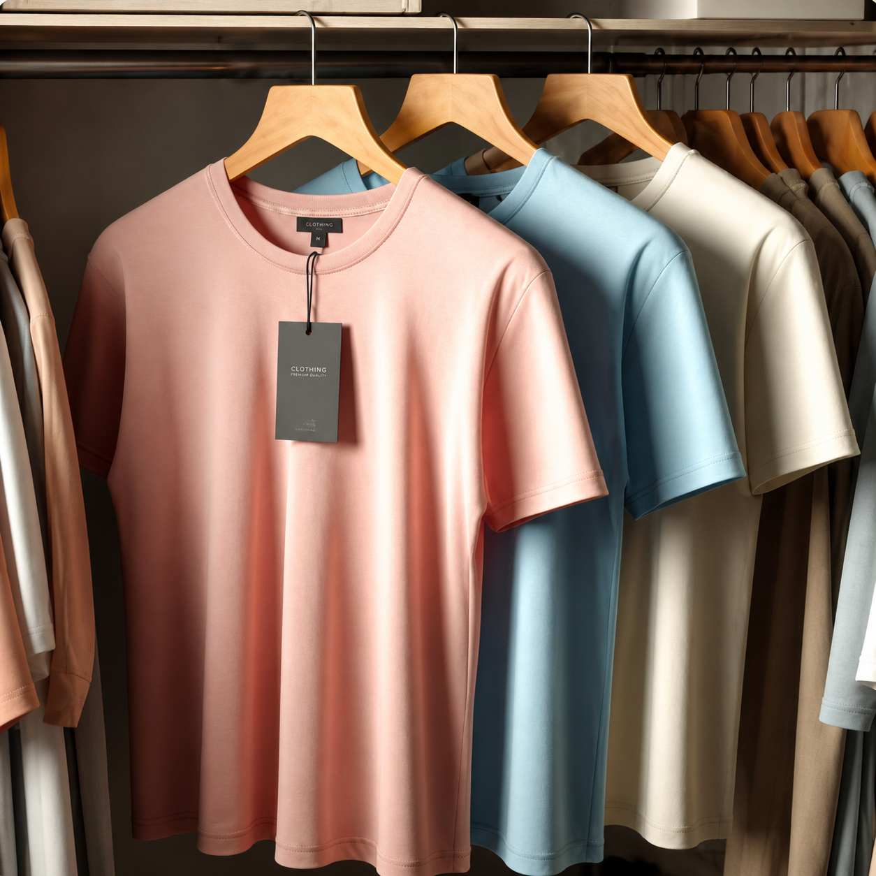 Pack of 3 Mens Plain LBlue Pink Cream T-Shirts FAMTSB11