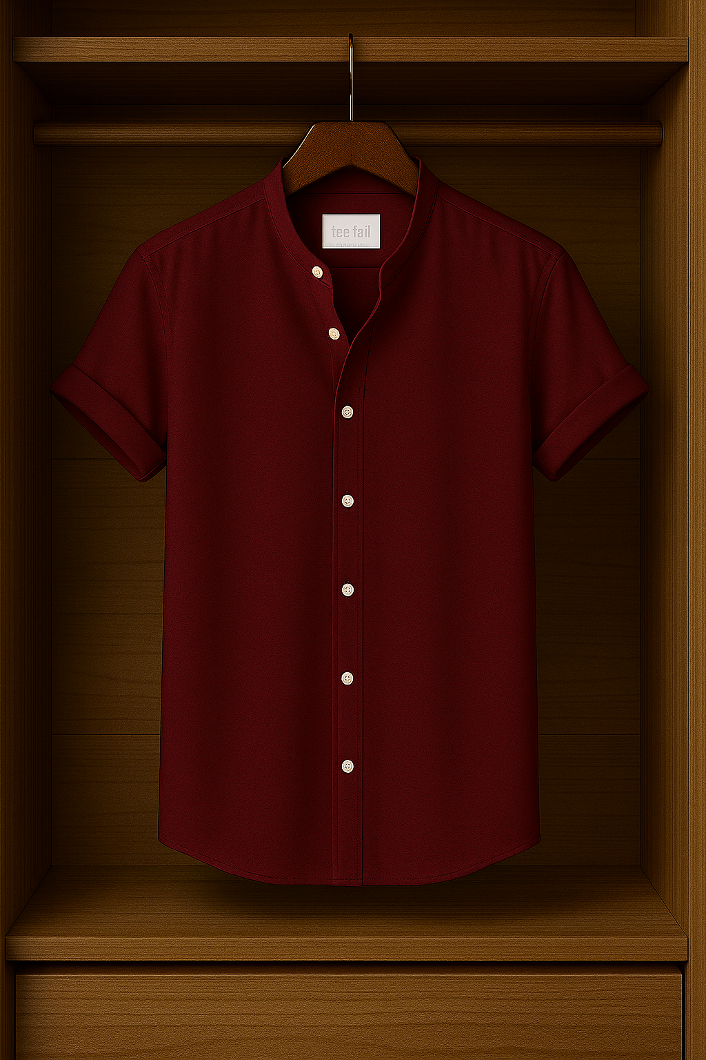 Mens Button Up Half Sleeve Shirt TTMBUS2 - Maroon